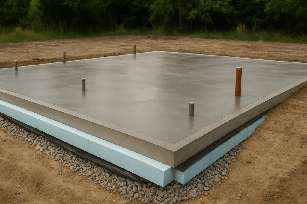 Warstwy i przekrój płyty fundamentowej