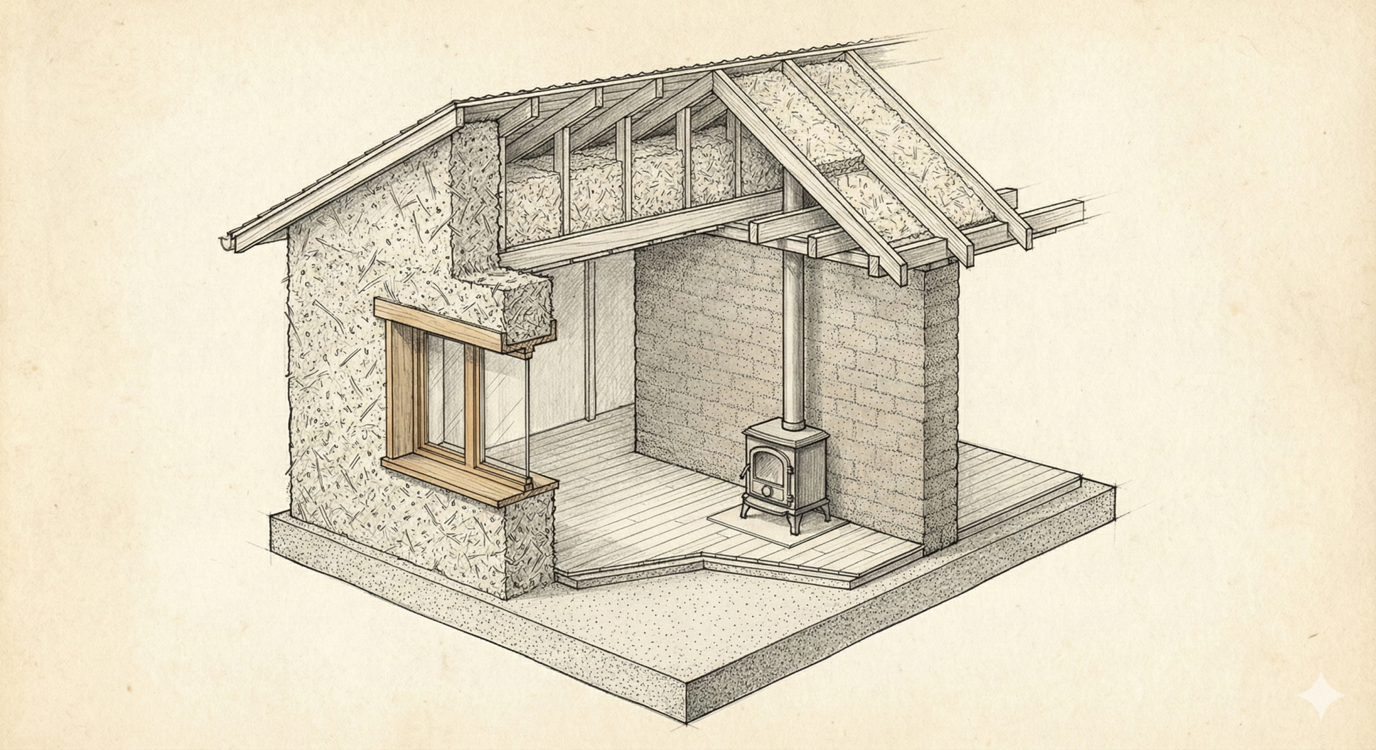 Akumulacja cieplna w domu z lekkiej gliny