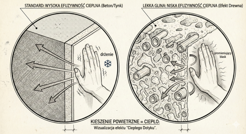 Efuzywność cieplna ścian.